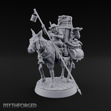 Whole Shop on Four Hooves Human Peddler on Mule