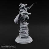 Perched On Tomes Halfling Wizard Miniature for Dungeons and Dragons, Pathfinder or other TTRPGs