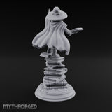 Perched On Tomes Halfling Wizard Miniature for Dungeons and Dragons, Pathfinder or other TTRPGs