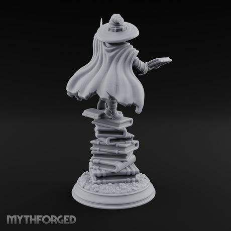 Perched On Tomes Halfling Wizard Miniature for Dungeons and Dragons, Pathfinder or other TTRPGs