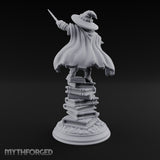 Perched On Tomes Halfling Wizard Miniature for Dungeons and Dragons, Pathfinder or other TTRPGs