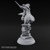 Perched On Tomes Halfling Wizard Miniature for Dungeons and Dragons, Pathfinder or other TTRPGs