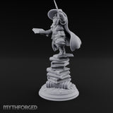 Perched On Tomes Halfling Wizard Miniature for Dungeons and Dragons, Pathfinder or other TTRPGs