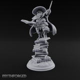 Perched On Tomes Halfling Wizard Miniature for Dungeons and Dragons, Pathfinder or other TTRPGs