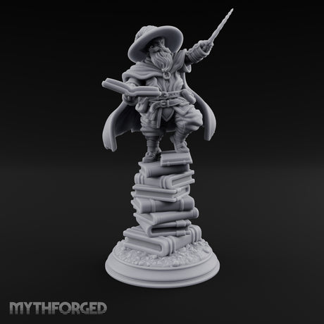 Perched On Tomes Halfling Wizard Miniature for Dungeons and Dragons, Pathfinder or other TTRPGs