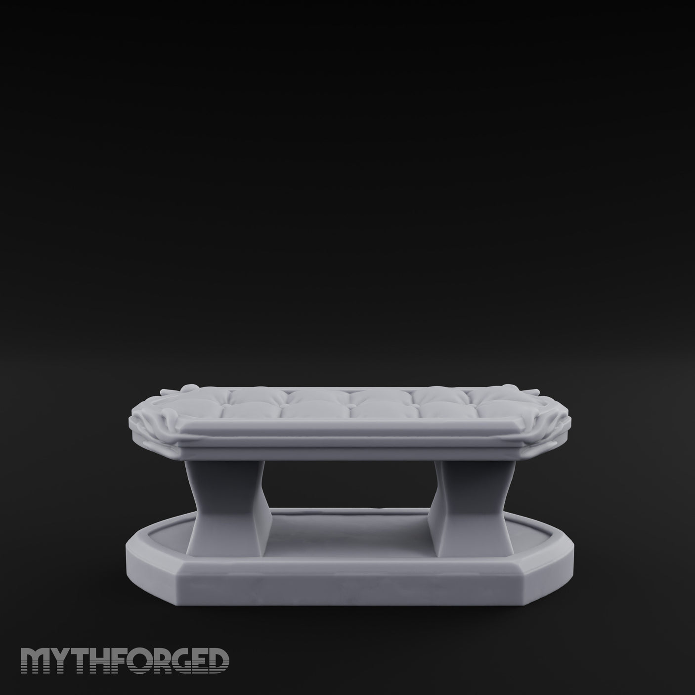 Petal-Bordered Cushion-Tufted Noble Upholstered Bench Miniature for Dungeons and Dragons, Pathfinder or other TTRPGs