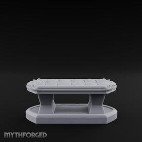 Petal-Bordered Cushion-Tufted Noble Upholstered Bench Miniature for Dungeons and Dragons, Pathfinder or other TTRPGs
