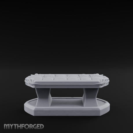 Petal-Bordered Cushion-Tufted Noble Upholstered Bench Miniature for Dungeons and Dragons, Pathfinder or other TTRPGs
