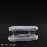 Petal-Bordered Cushion-Tufted Noble Upholstered Bench Miniature for Dungeons and Dragons, Pathfinder or other TTRPGs