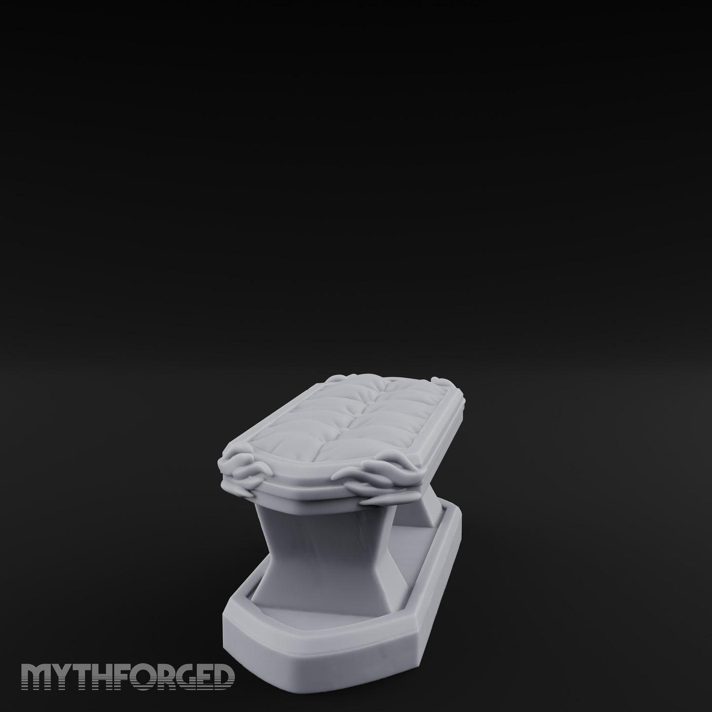 Petal-Bordered Cushion-Tufted Noble Upholstered Bench Miniature for Dungeons and Dragons, Pathfinder or other TTRPGs