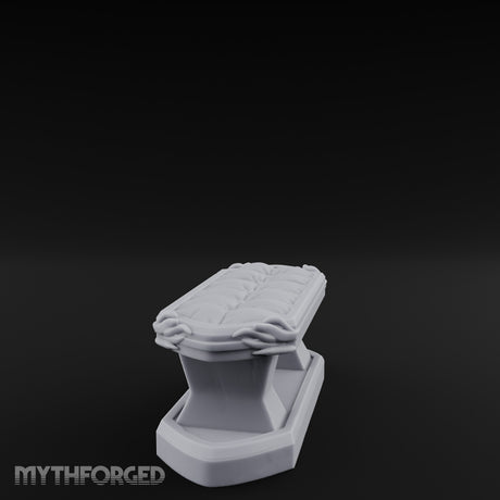 Petal-Bordered Cushion-Tufted Noble Upholstered Bench Miniature for Dungeons and Dragons, Pathfinder or other TTRPGs
