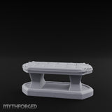 Petal-Bordered Cushion-Tufted Noble Upholstered Bench Miniature for Dungeons and Dragons, Pathfinder or other TTRPGs