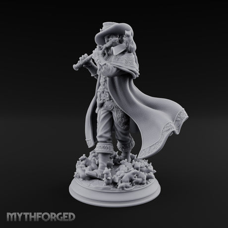 Rats in Tow Human Piper Bard Miniature for Dungeons and Dragons, Pathfinder or other TTRPGs