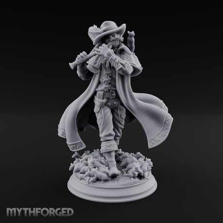 Rats in Tow Human Piper Bard Miniature for Dungeons and Dragons, Pathfinder or other TTRPGs