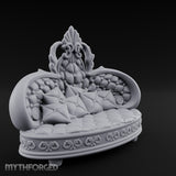 Pillow-Heaped Fleur-Crowned Noble Round Sofa Miniature for Dungeons and Dragons, Pathfinder or other TTRPGs