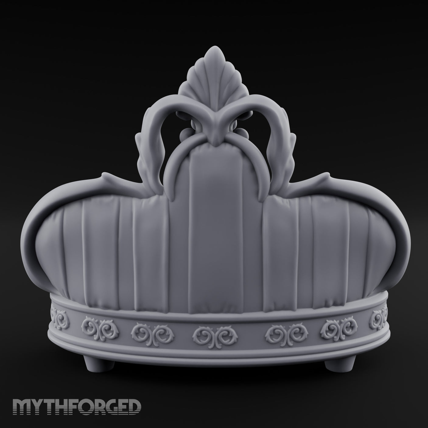 Pillow-Heaped Fleur-Crowned Noble Round Sofa Miniature for Dungeons and Dragons, Pathfinder or other TTRPGs