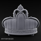 Pillow-Heaped Fleur-Crowned Noble Round Sofa Miniature for Dungeons and Dragons, Pathfinder or other TTRPGs