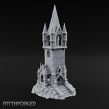 Pinnacle-Spired Rock-Perched Gothic Wizard Tower Miniature for Dungeons and Dragons, Pathfinder or other TTRPGs