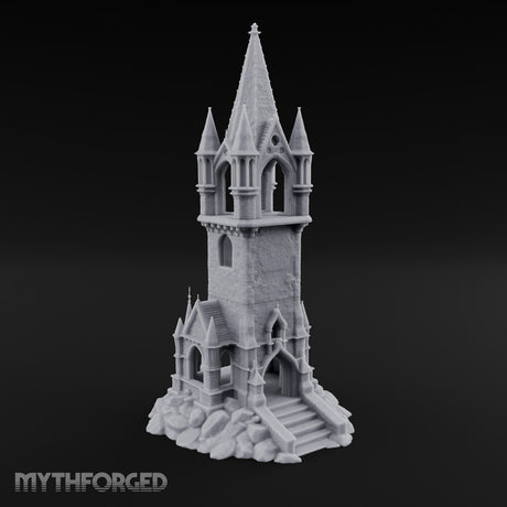 Pinnacle-Spired Rock-Perched Gothic Wizard Tower Miniature for Dungeons and Dragons, Pathfinder or other TTRPGs