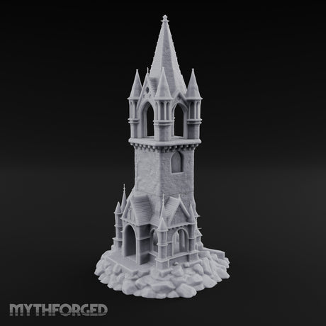 Pinnacle-Spired Rock-Perched Gothic Wizard Tower Miniature for Dungeons and Dragons, Pathfinder or other TTRPGs
