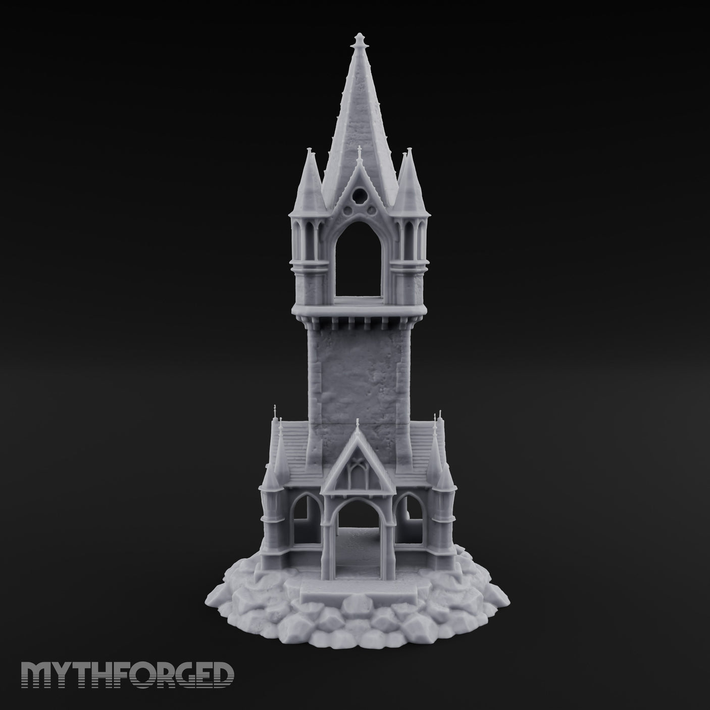 Pinnacle-Spired Rock-Perched Gothic Wizard Tower Miniature for Dungeons and Dragons, Pathfinder or other TTRPGs