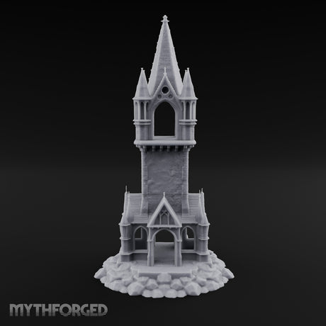Pinnacle-Spired Rock-Perched Gothic Wizard Tower Miniature for Dungeons and Dragons, Pathfinder or other TTRPGs