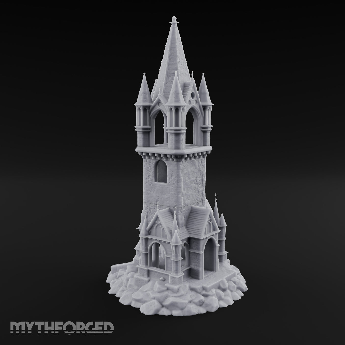 Pinnacle-Spired Rock-Perched Gothic Wizard Tower Miniature for Dungeons and Dragons, Pathfinder or other TTRPGs