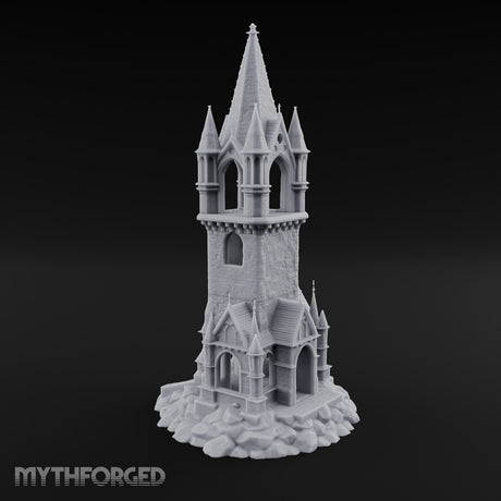 Pinnacle-Spired Rock-Perched Gothic Wizard Tower Miniature for Dungeons and Dragons, Pathfinder or other TTRPGs