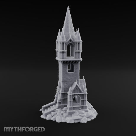 Pinnacle-Spired Rock-Perched Gothic Wizard Tower Miniature for Dungeons and Dragons, Pathfinder or other TTRPGs