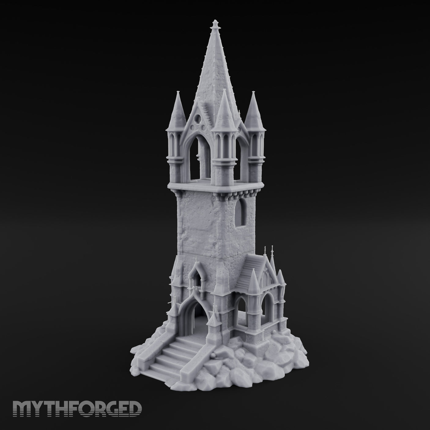 Pinnacle-Spired Rock-Perched Gothic Wizard Tower Miniature for Dungeons and Dragons, Pathfinder or other TTRPGs