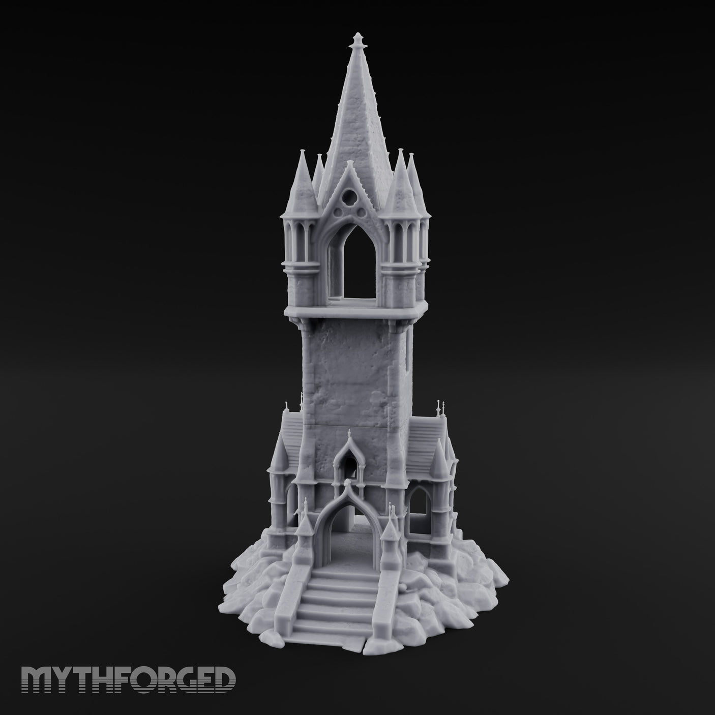 Pinnacle-Spired Rock-Perched Gothic Wizard Tower Miniature for Dungeons and Dragons, Pathfinder or other TTRPGs