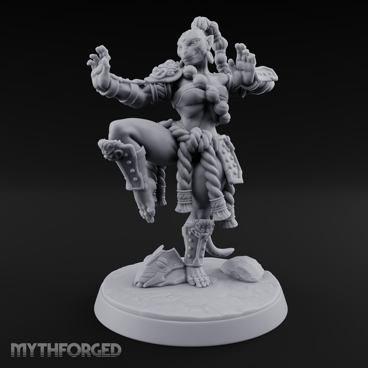Arms Spread Commanding Hadozee Monk Miniature for Dungeons and Dragons, Pathfinder or other TTRPGs