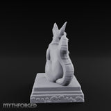 Pipe-Clenched Scroll-Sashed Kitsune Fox Guardian Statue Miniature for Dungeons and Dragons, Pathfinder or other TTRPGs