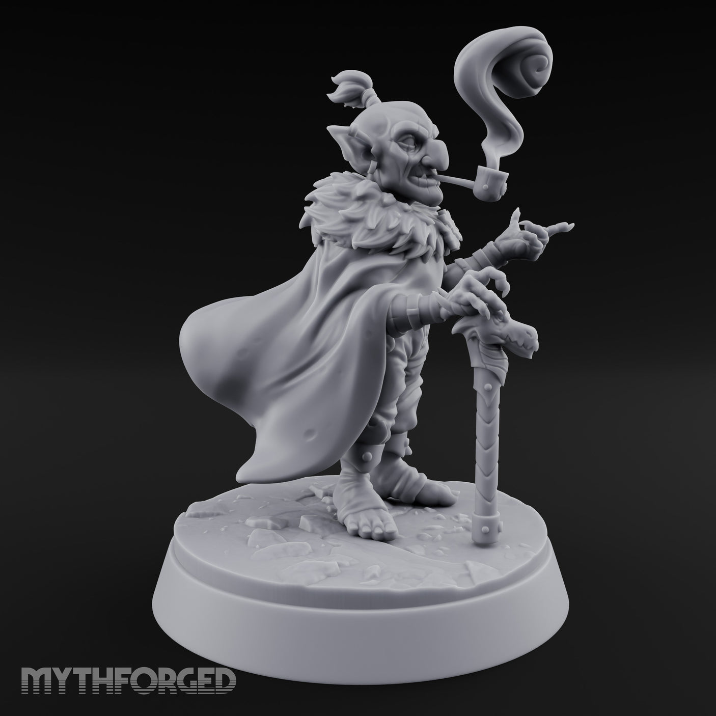 Pipe Smoking Cane Leaning Goblin Boss Miniature for Dungeons and Dragons, Pathfinder or other TTRPGs