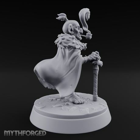Pipe Smoking Cane Leaning Goblin Boss Miniature for Dungeons and Dragons, Pathfinder or other TTRPGs