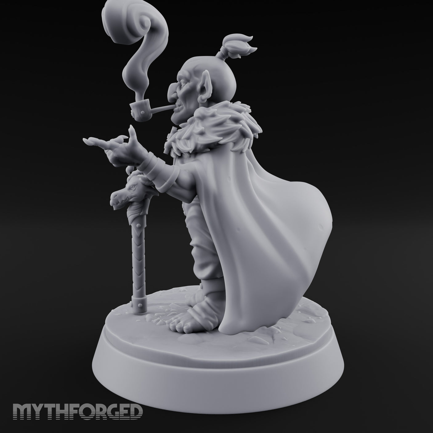 Pipe Smoking Cane Leaning Goblin Boss Miniature for Dungeons and Dragons, Pathfinder or other TTRPGs
