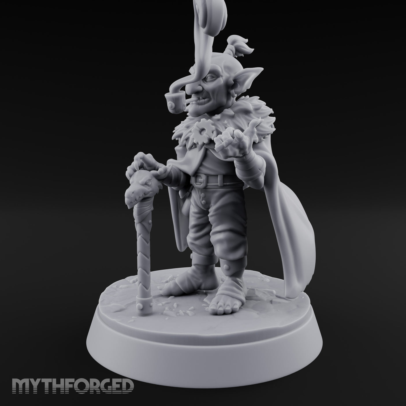 Pipe Smoking Cane Leaning Goblin Boss Miniature for Dungeons and Dragons, Pathfinder or other TTRPGs
