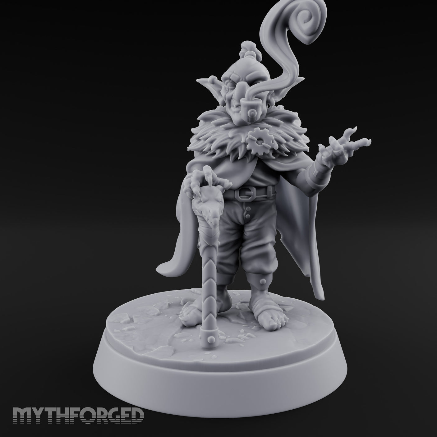 Pipe Smoking Cane Leaning Goblin Boss Miniature for Dungeons and Dragons, Pathfinder or other TTRPGs