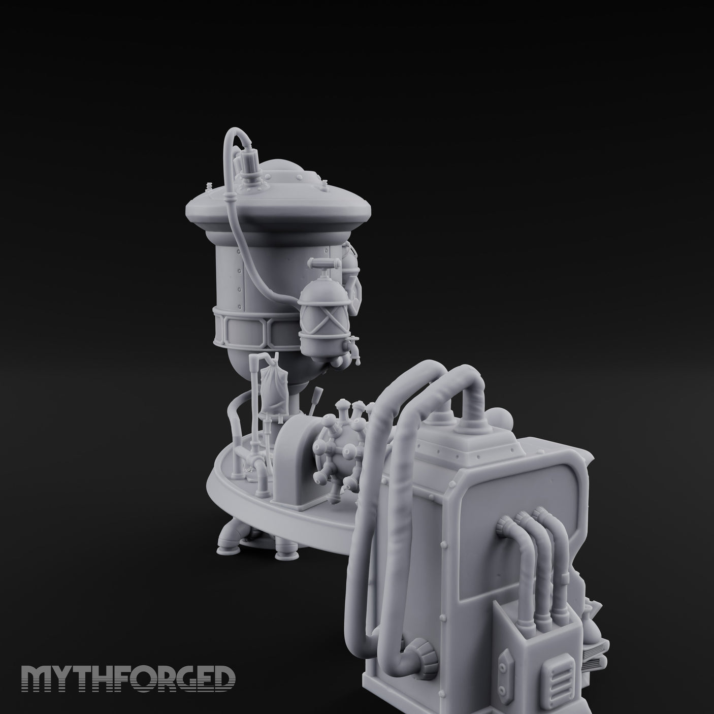 Pipe-Venting Gauge-Covered Arcane Workshop Machines Miniature for Dungeons and Dragons, Pathfinder or other TTRPGs
