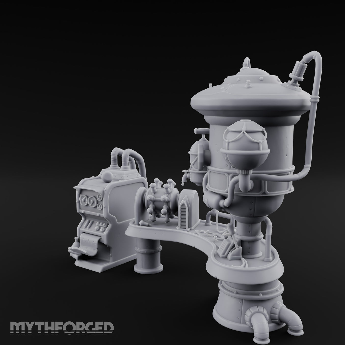 Pipe-Venting Gauge-Covered Arcane Workshop Machines Miniature for Dungeons and Dragons, Pathfinder or other TTRPGs