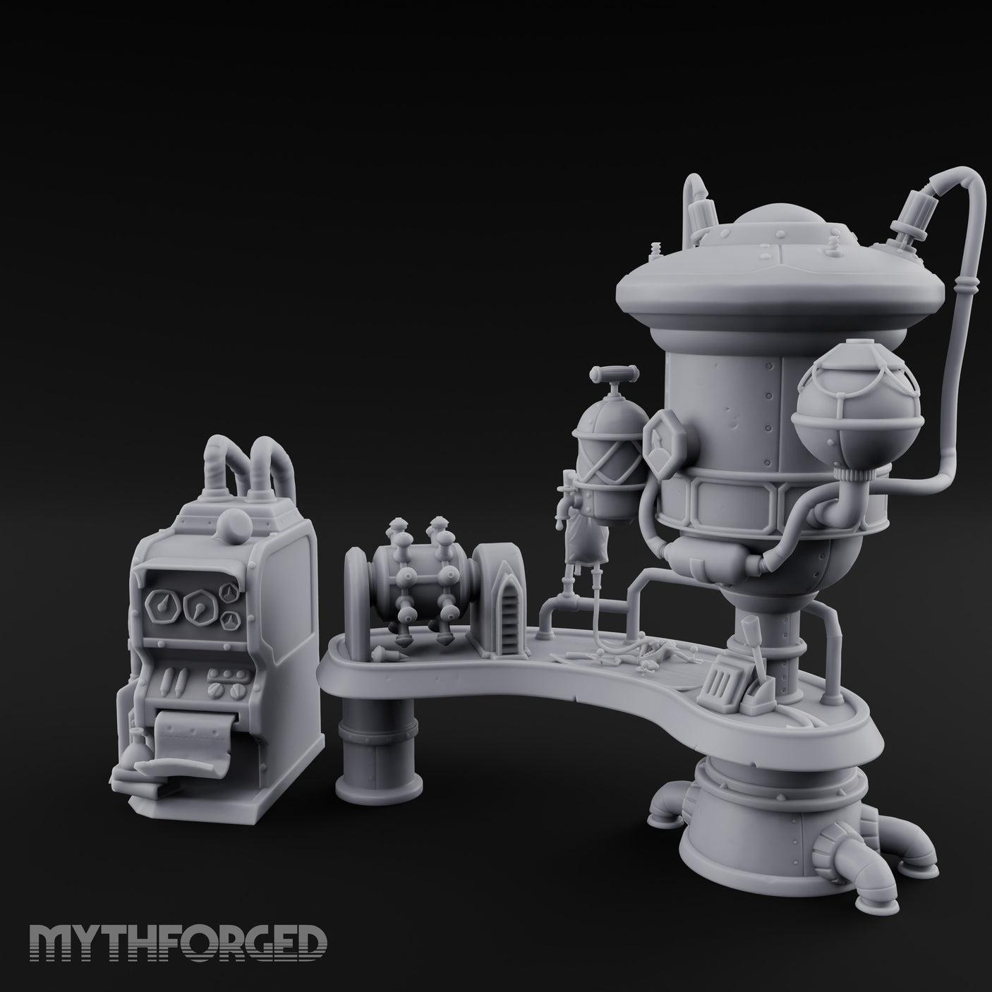 Pipe-Venting Gauge-Covered Arcane Workshop Machines Miniature for Dungeons and Dragons, Pathfinder or other TTRPGs