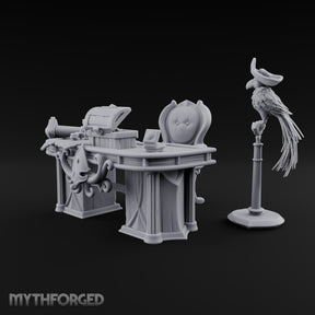 Squid Desk, Parrot Witness Wooden Pirate Captain's Desk