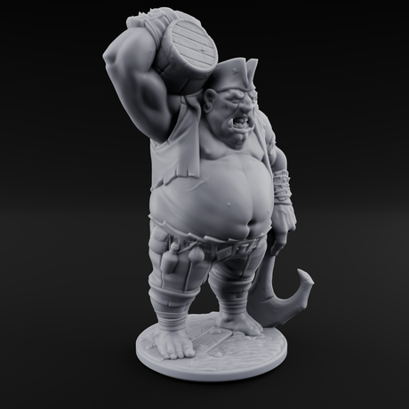 Barrel Chugging Ogre Pirate Miniature for Dungeons and Dragons, Pathfinder or other TTRPGs