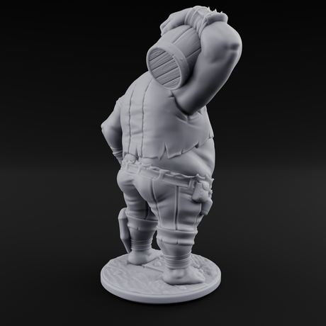 Barrel Chugging Ogre Pirate Miniature for Dungeons and Dragons, Pathfinder or other TTRPGs