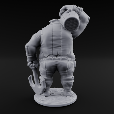 Barrel Chugging Ogre Pirate Miniature for Dungeons and Dragons, Pathfinder or other TTRPGs