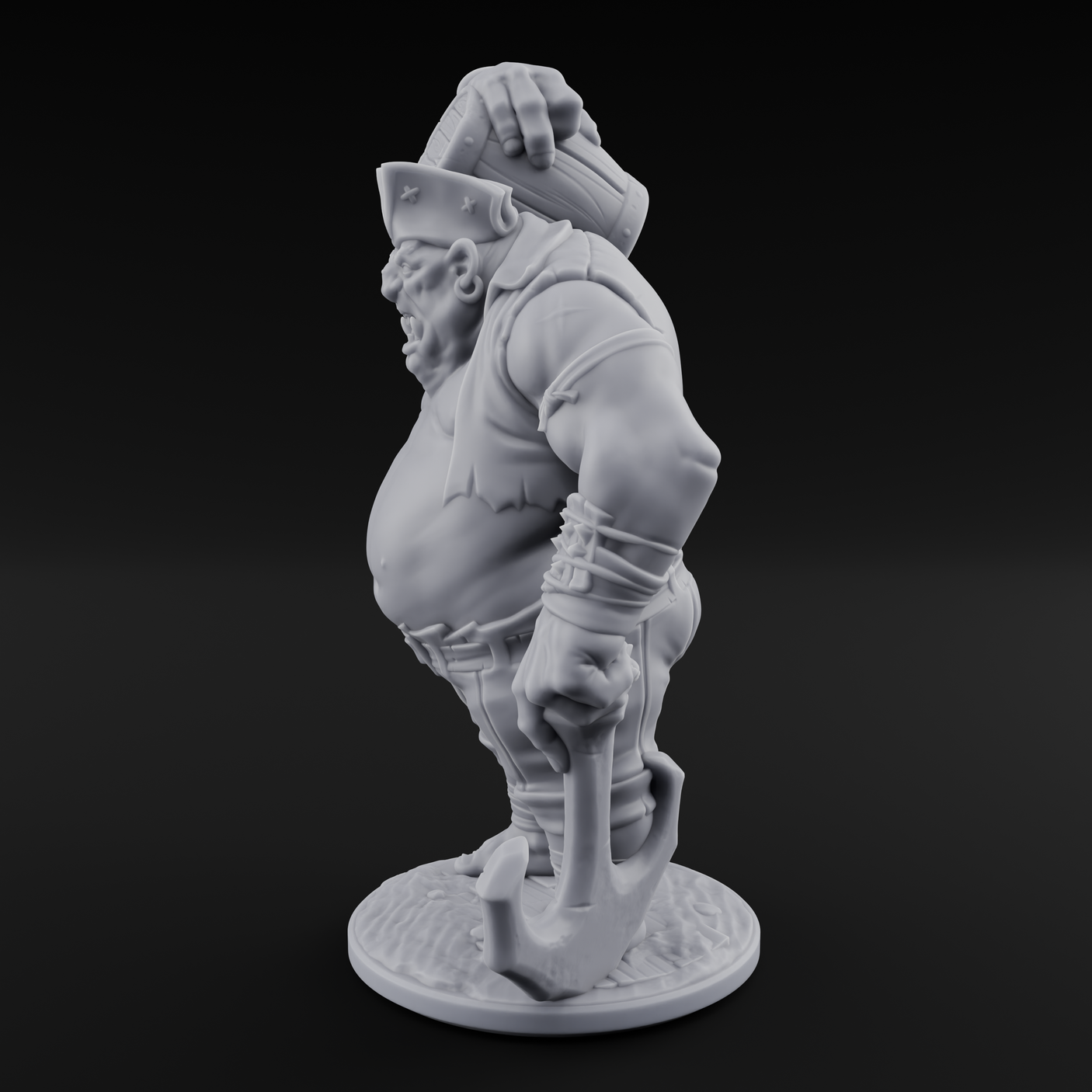 Barrel Chugging Ogre Pirate Miniature for Dungeons and Dragons, Pathfinder or other TTRPGs