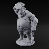 Barrel Chugging Ogre Pirate Miniature for Dungeons and Dragons, Pathfinder or other TTRPGs