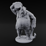 Barrel Chugging Ogre Pirate Miniature for Dungeons and Dragons, Pathfinder or other TTRPGs