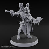 Pistol Aiming Scripture Clutching Human Trench Cleric Miniature for Dungeons and Dragons, Pathfinder or other TTRPGs
