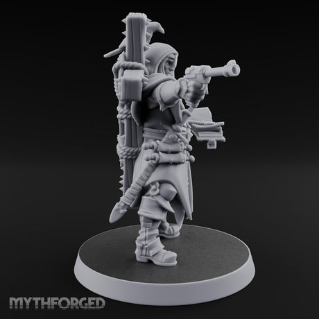 Pistol Aiming Scripture Clutching Human Trench Cleric Miniature for Dungeons and Dragons, Pathfinder or other TTRPGs